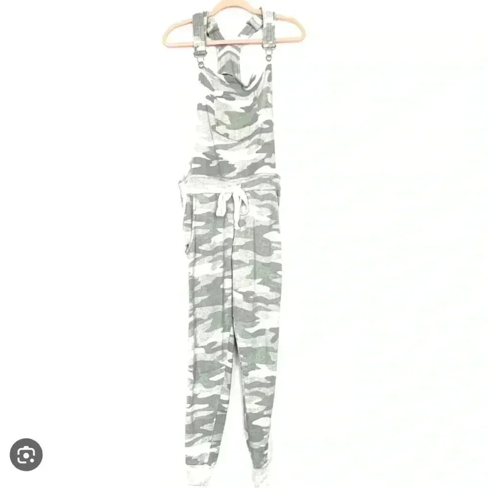 Vintage Havana Light Camo Drawstring French Terry Overalls. Nwt. Size Small